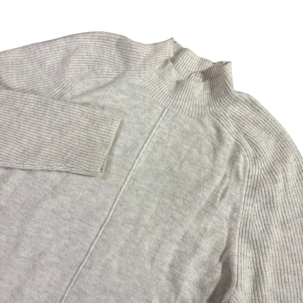 BANANA REPUBLIC Sweater Dress Women XL Cream Merino Wool Blend Mock Neck Midi